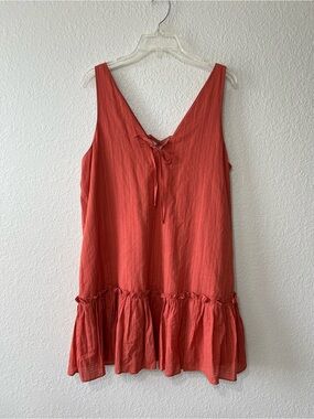 MinkPink Women’s Size Lg Terracotta Shift Dress Light Flowy Textured Cotton NWT